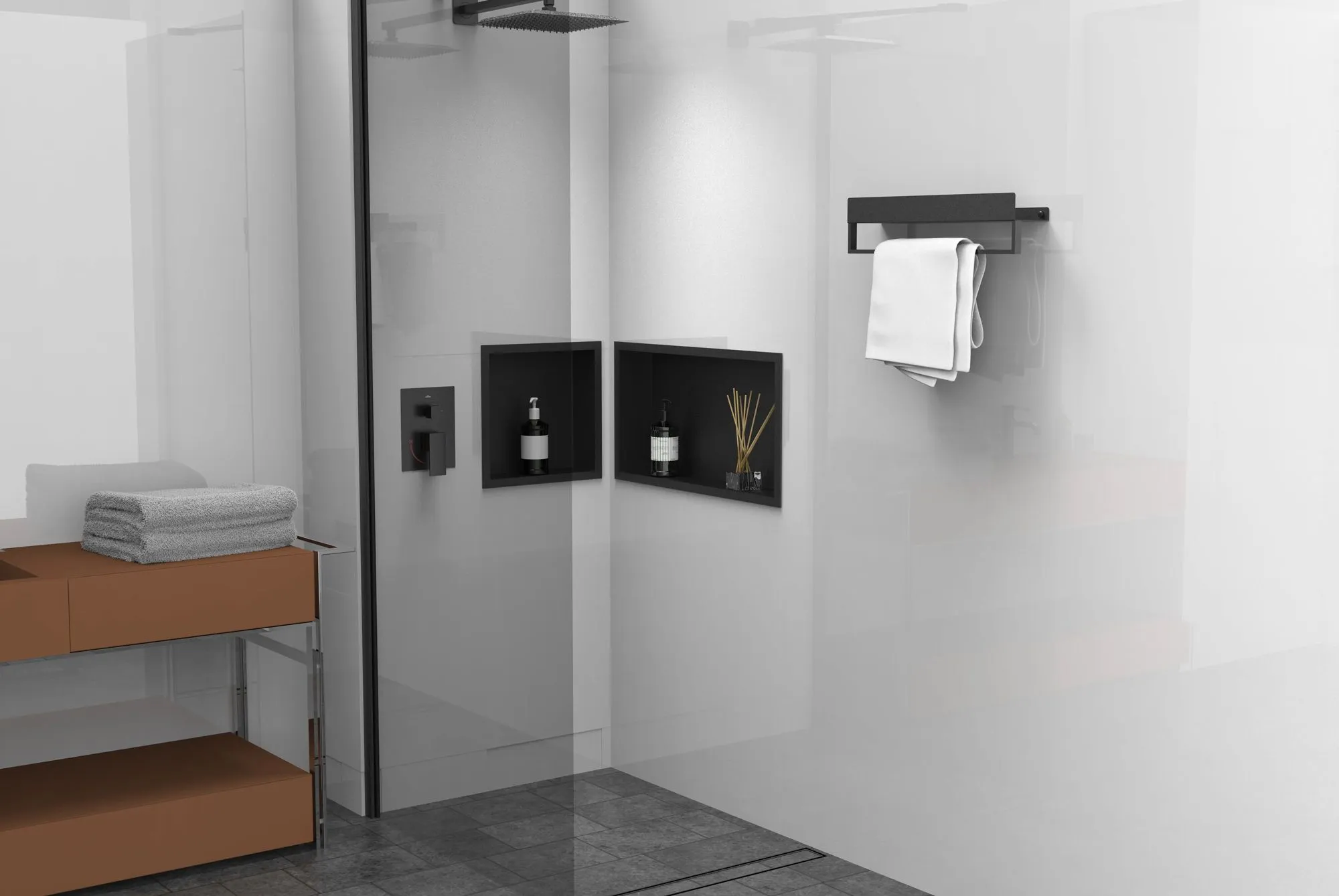 Raft pentru baie lungime 60 cm culoare negru mat model SF01 Black Matt [7]