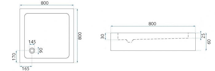 Cădiță de duș mărime 80x80 cm culoare alb lucios formă pătrată din acril sanitar model Savoy White [6]