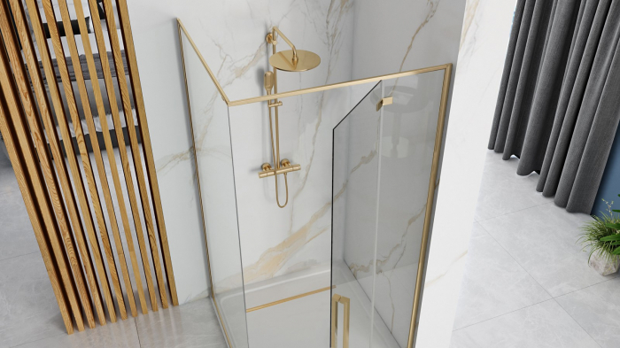 Cabină de duș batantă de colț mărime 120x90 cm culoare auriu model Fargo Gold [2]