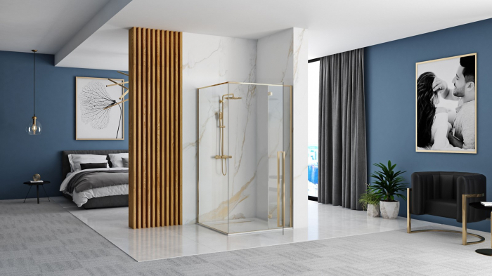 Cabină de duș batantă de colț mărime 120x90 cm culoare auriu model Fargo Gold [5]