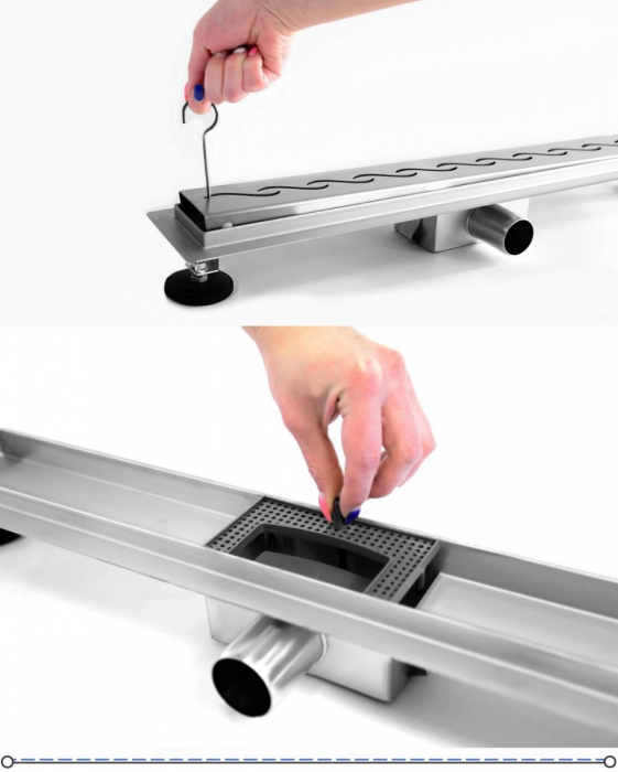 Rigolă scurgere duș lungime 80 cm culoare crom model Greek Chrome [5]