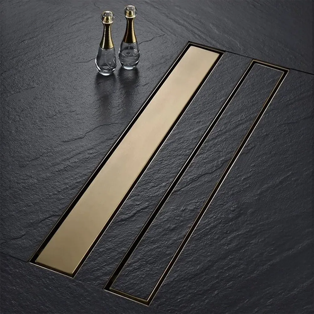 Rigolă scurgere duș lungime 100 cm culoare auriu periat model Neox Pro Brushed Gold [2]