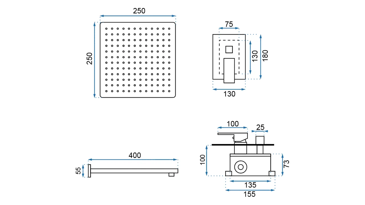 Set de duș culoare auriu înălțime 18 cm material alamă model Fenix Gold [8]