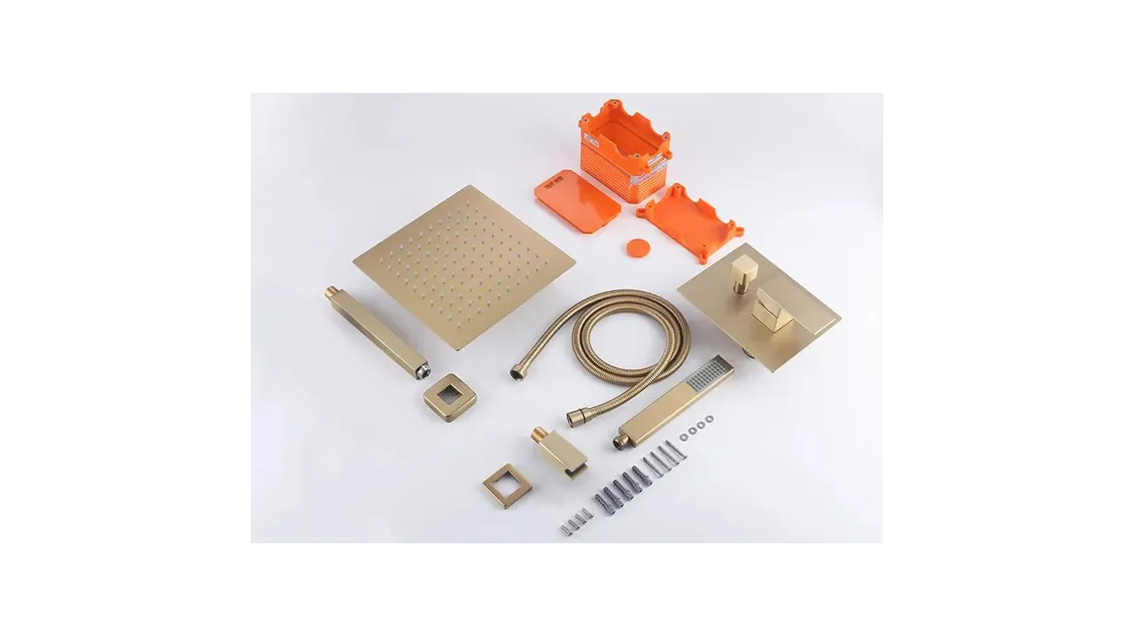 Set de duș culoare auriu înălțime 18 cm material alamă model Fenix Gold [5]