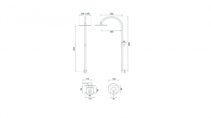 Set de duș culoare negru mat înălțime 96 cm material alamă model Lugano Black [6]