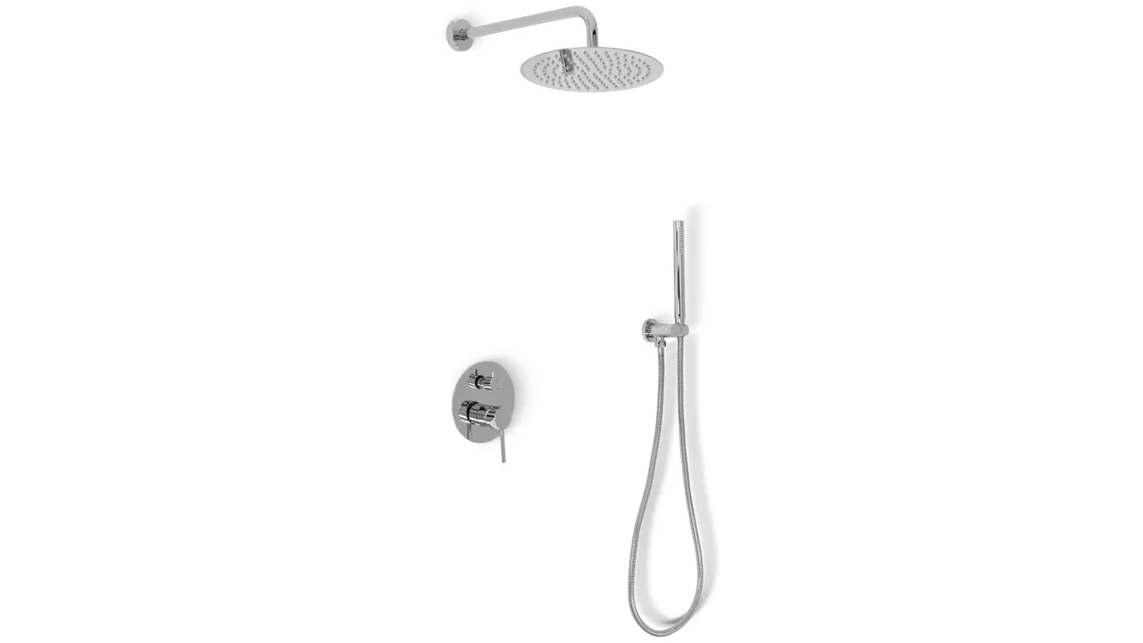 Set de duș încastrat în perete culoare crom lucios înălțime 16 cm model Lungo Chrome [2]