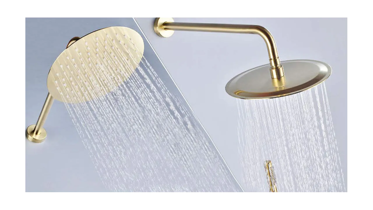 Set de duș încastrat în perete culoare auriu lucios înălțime 16 cm model Lungo Gold [4]