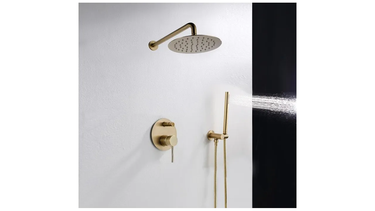 Set de duș încastrat în perete culoare auriu lucios înălțime 16 cm model Lungo Gold [3]