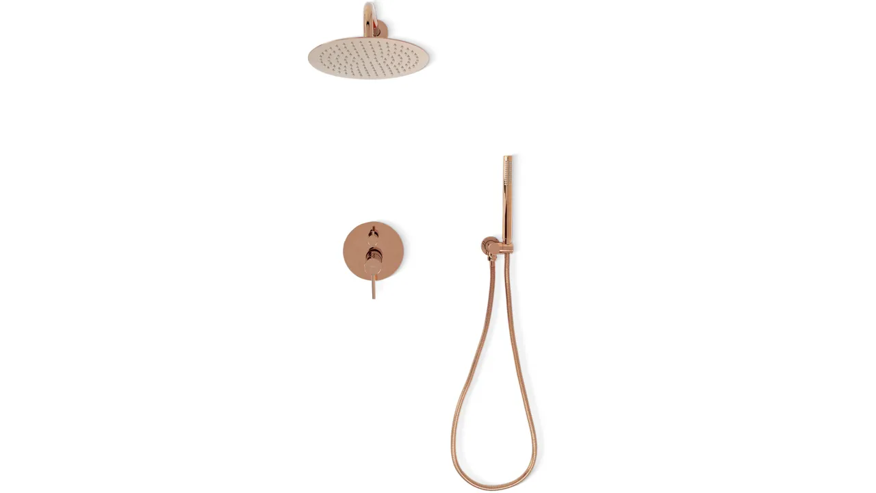 Set de duș încastrat în perete finisaj roz auriu înălțime 16 cm model Lungo Pink Gold [3]