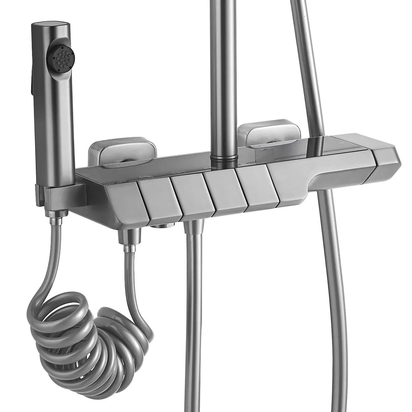 Set de duș culoare crom periat înălțime 115 cm material alamă model Rob Brushed Chrome [3]