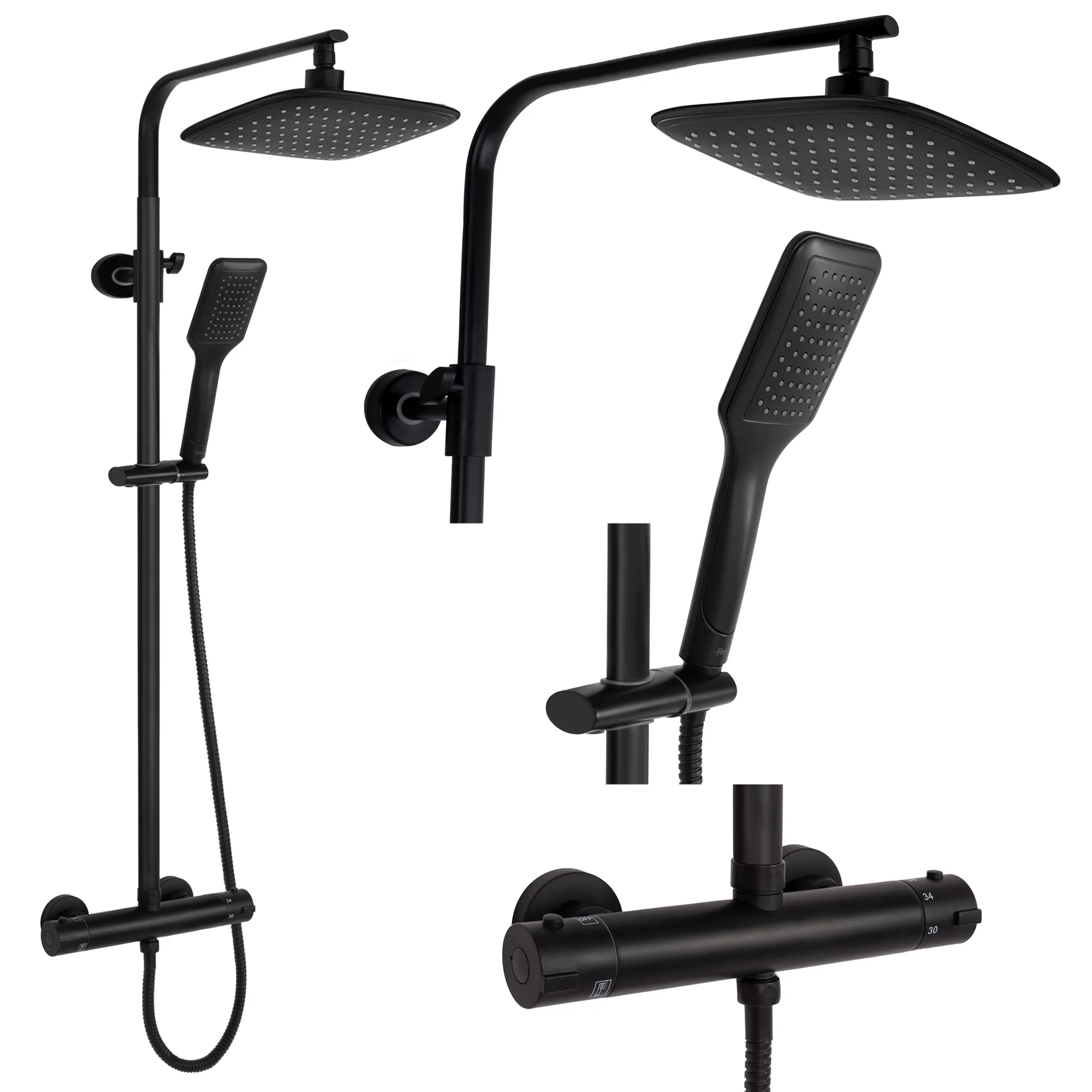 Set de duș culoare negru mat înălțime 120 cm material alamă/ABS model Tom Black Mat [2]