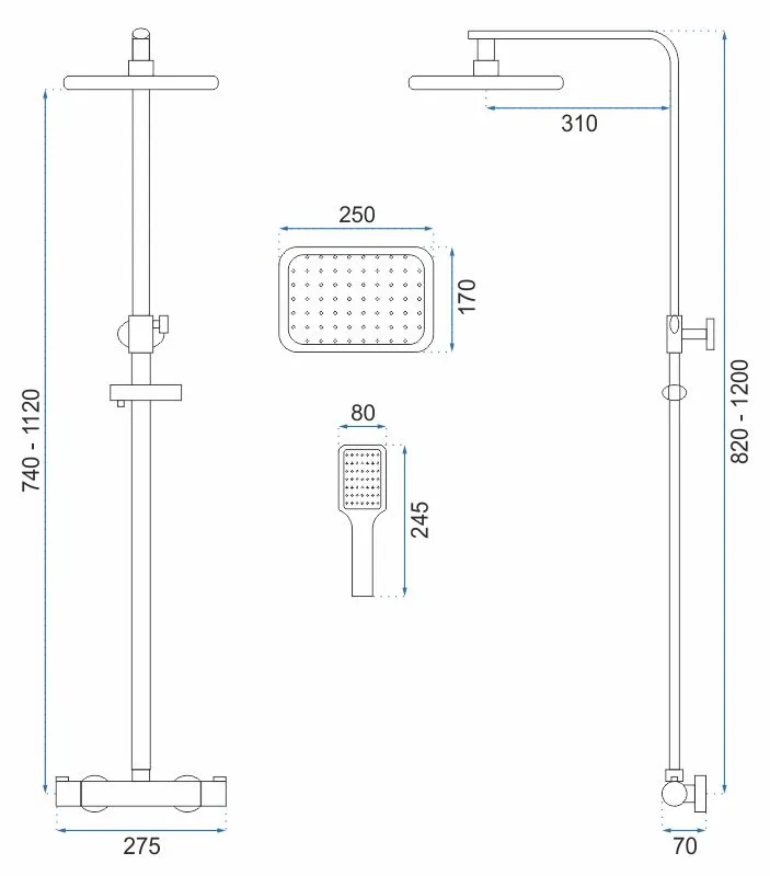 Set de duș culoare crom înălțime 120 cm material alamă/ABS model Tom Chrome [6]