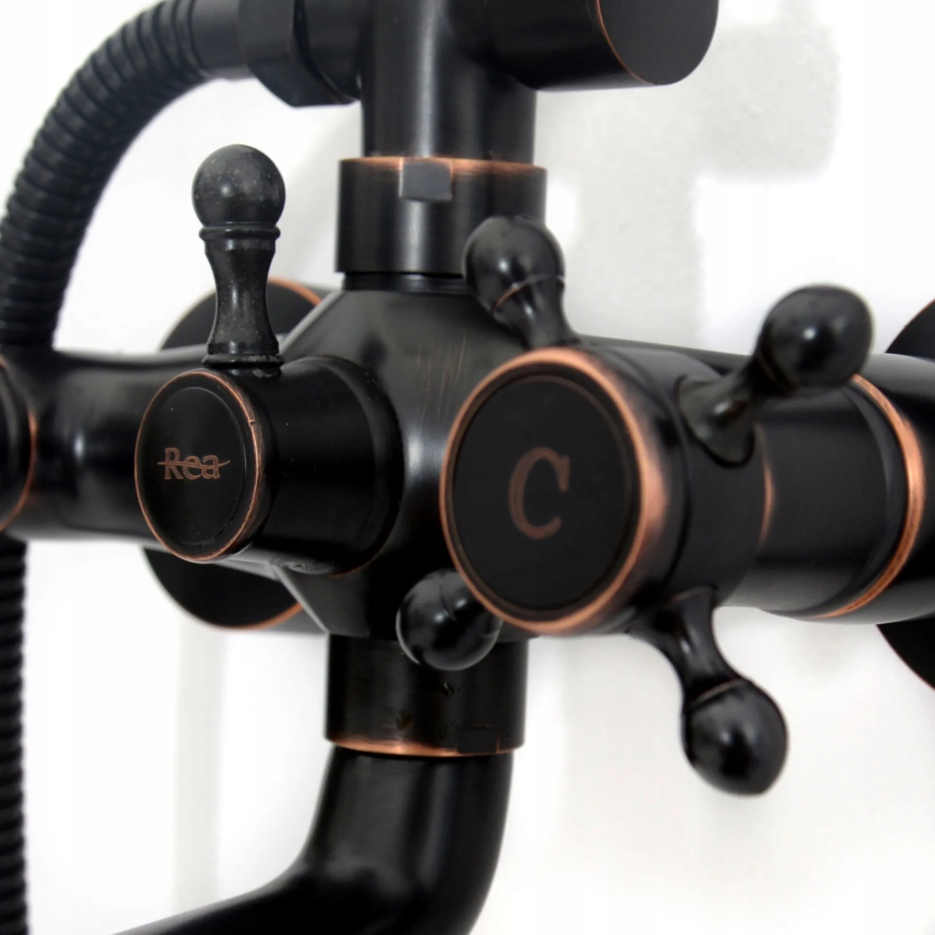 Set de duș culoare negru mat înălțime 150 cm material alamă/ABS model Retro Old Black [8]