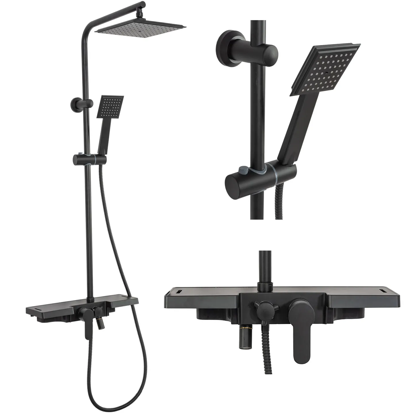 Set de duș culoare neagră înălțime 105 cm material alamă/ABS model Bravo Black [2]