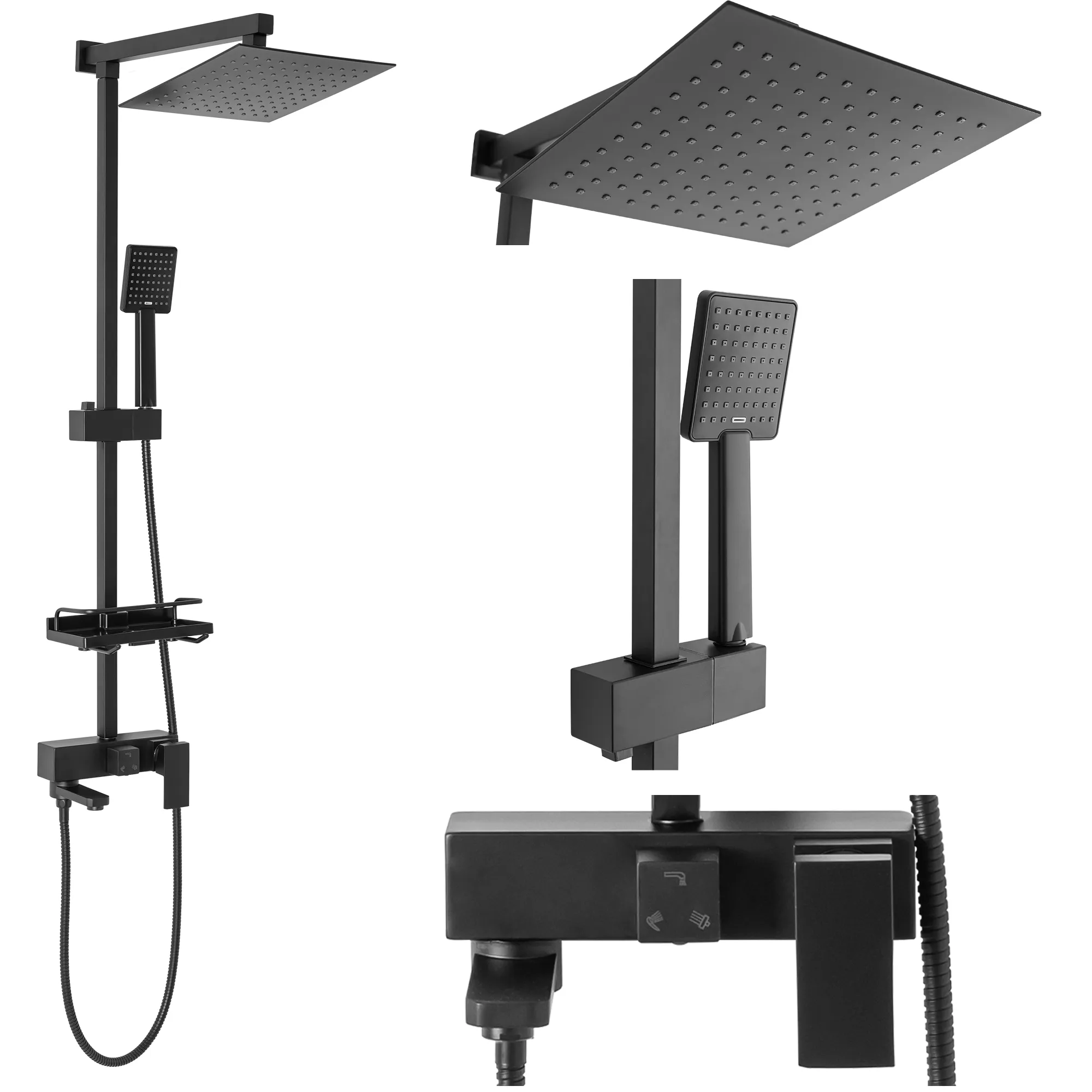 Set de duș culoare negru mat înălțime 102 cm material alamă/ABS model Jack Black Mat [4]