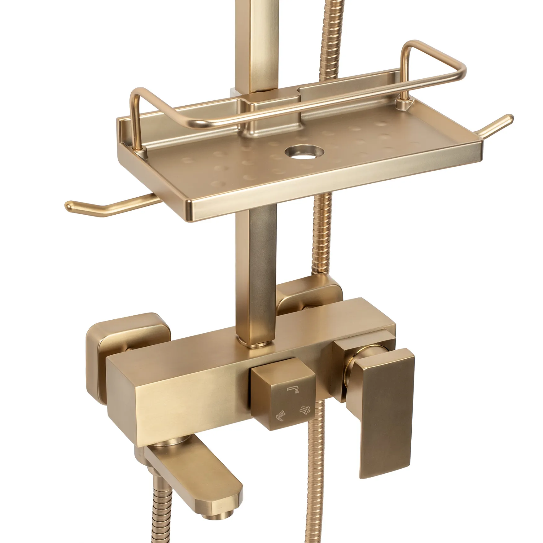 Set de duș culoare auriu periat înălțime 102 cm material alamă/ABS model Jack Gold Brushed [6]