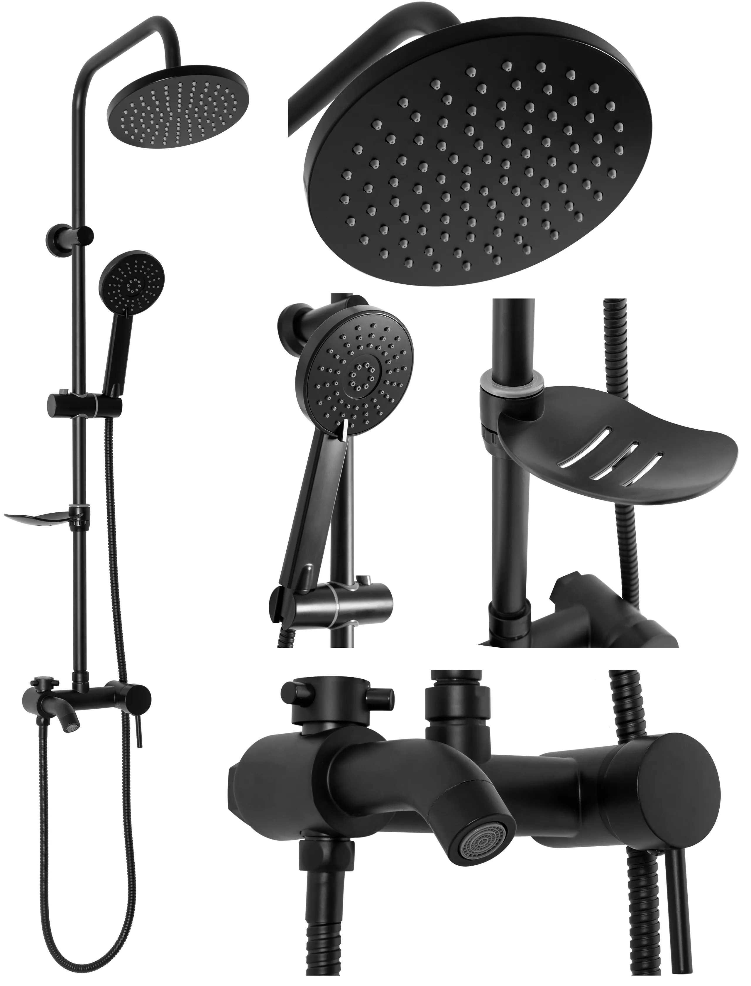 Set de duș culoare neagră înălțime 100 cm material alamă/ABS model Luis Black [2]