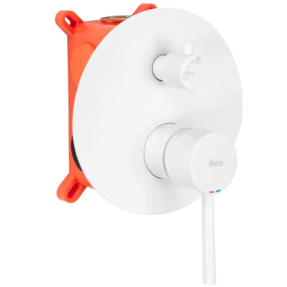 Set de duș încastrat în perete finisaj alb mat înălțime 16 cm model Lungo Spout White Matt [2]