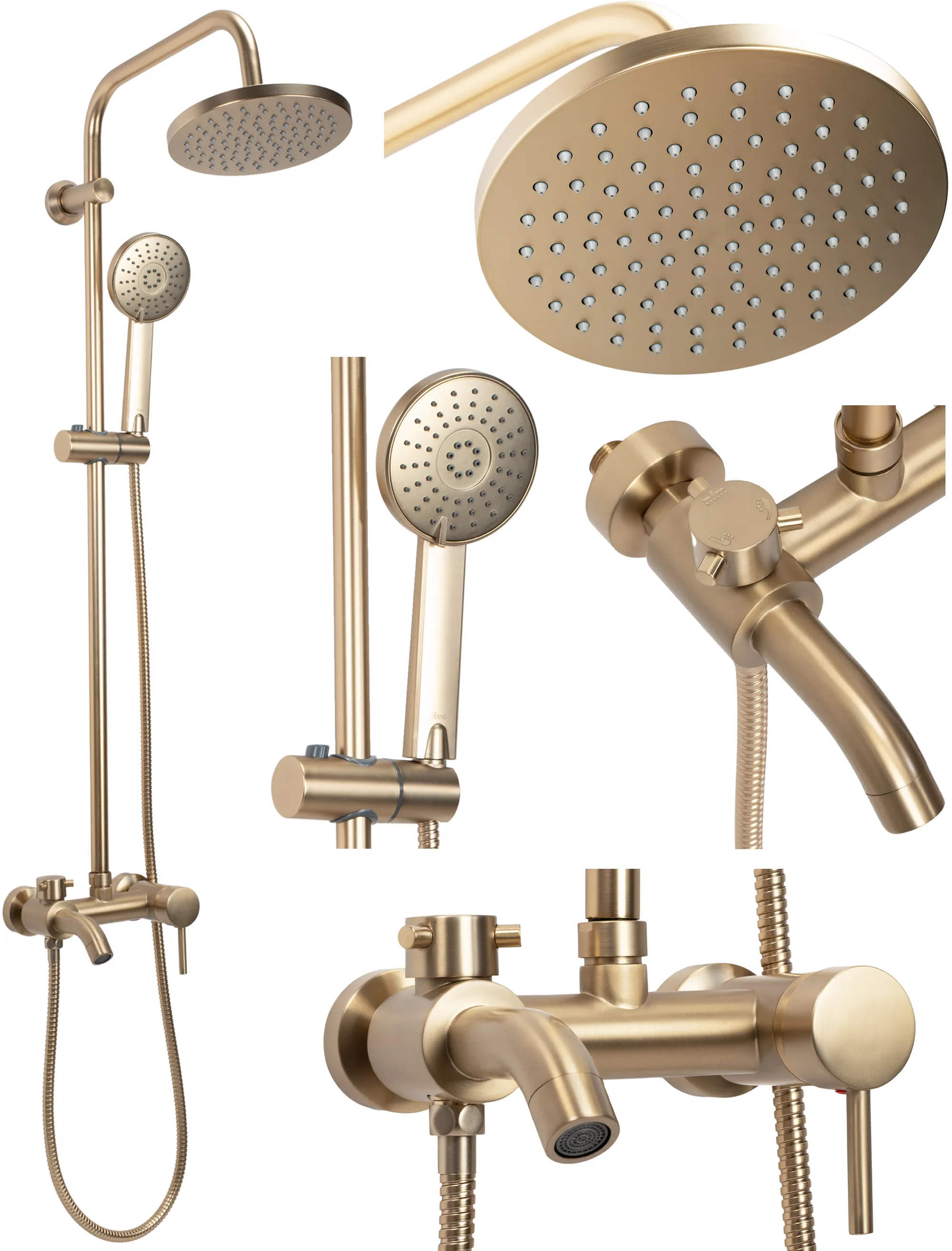 Set de duș culoare auriu periat înălțime 100 cm material alamă/ABS model Luis Gold Brushed [5]