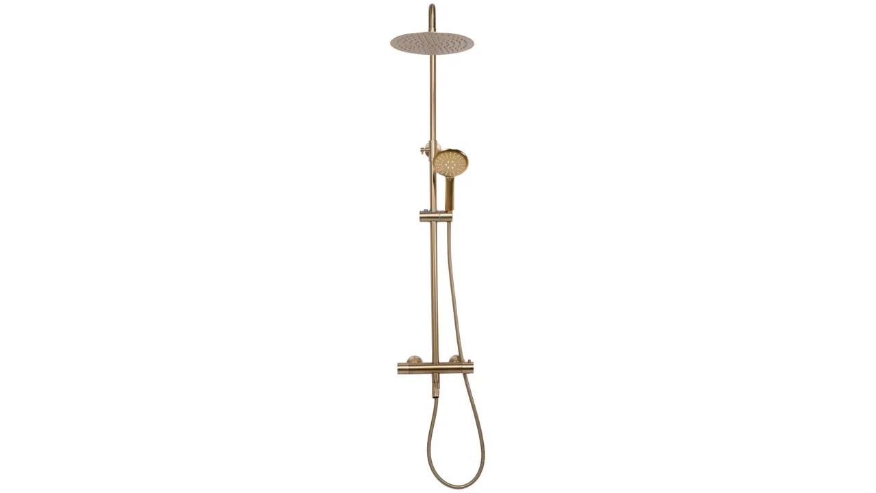 Set de duș cu termostat culoare auriu periat înălțime 117 cm model Lungo Gold Brushed [4]