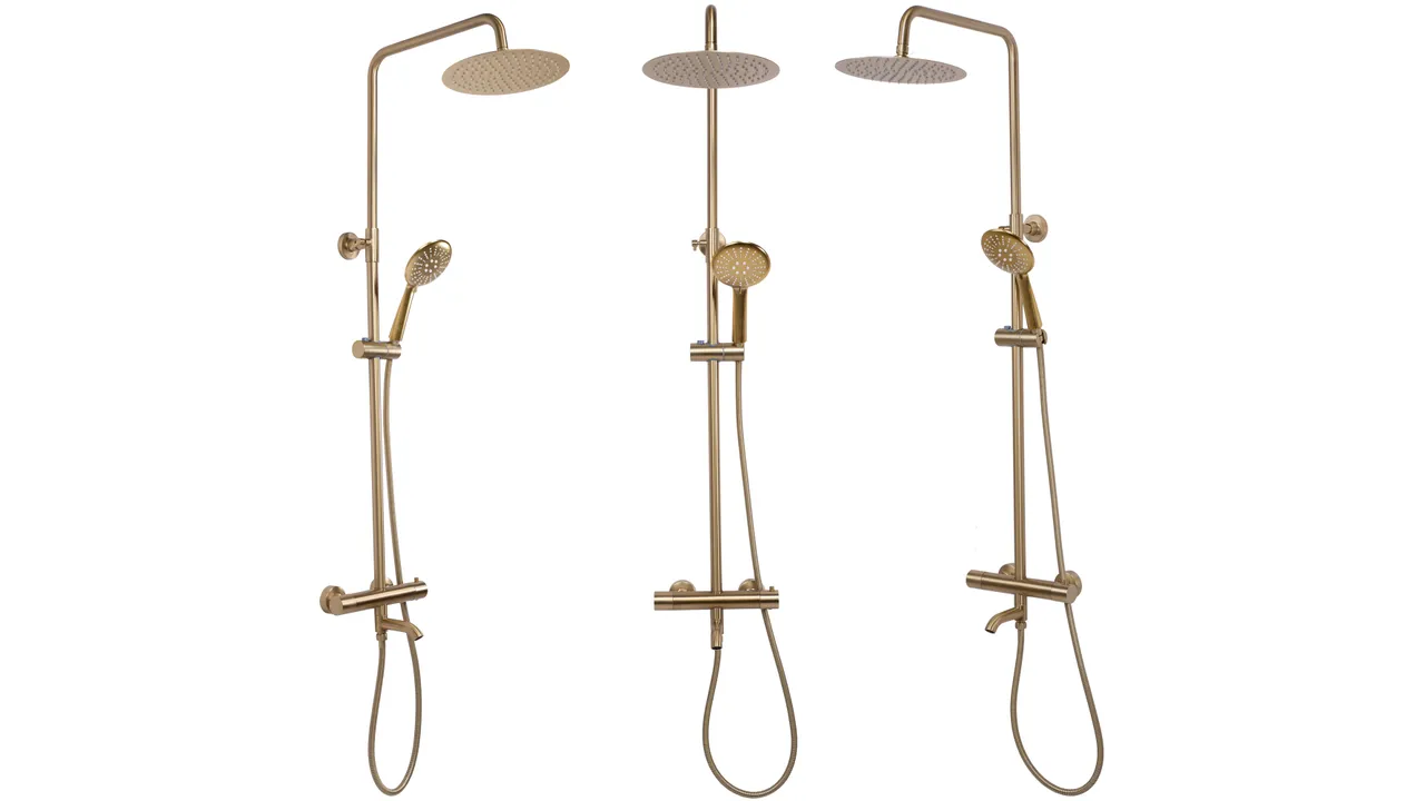 Set de duș cu termostat culoare auriu periat înălțime 117 cm model Lungo Gold Brushed [3]
