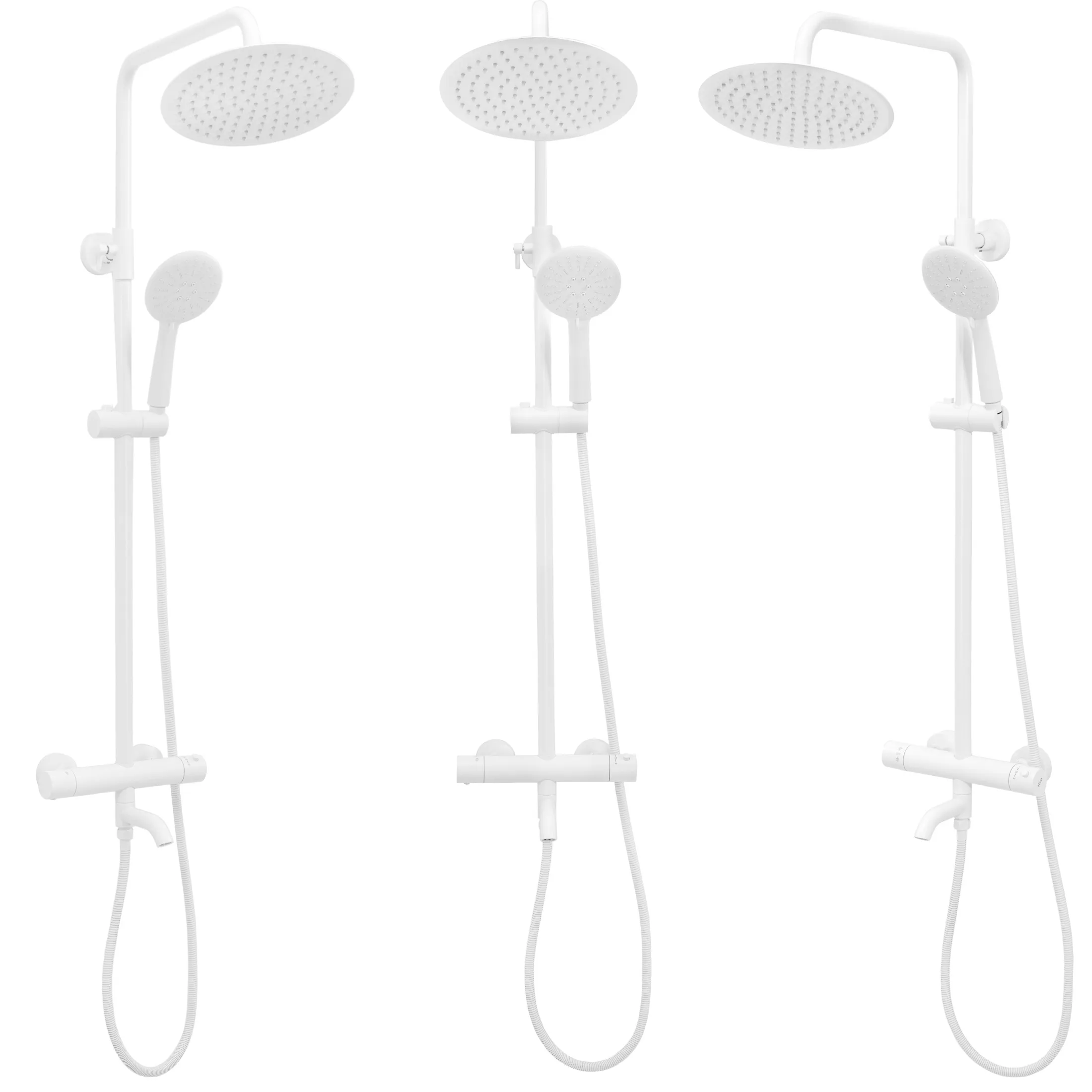 Set de duș cu termostat finisaj alb mat înălțime 117 cm material alamă/ABS model Lungo White Matt [3]