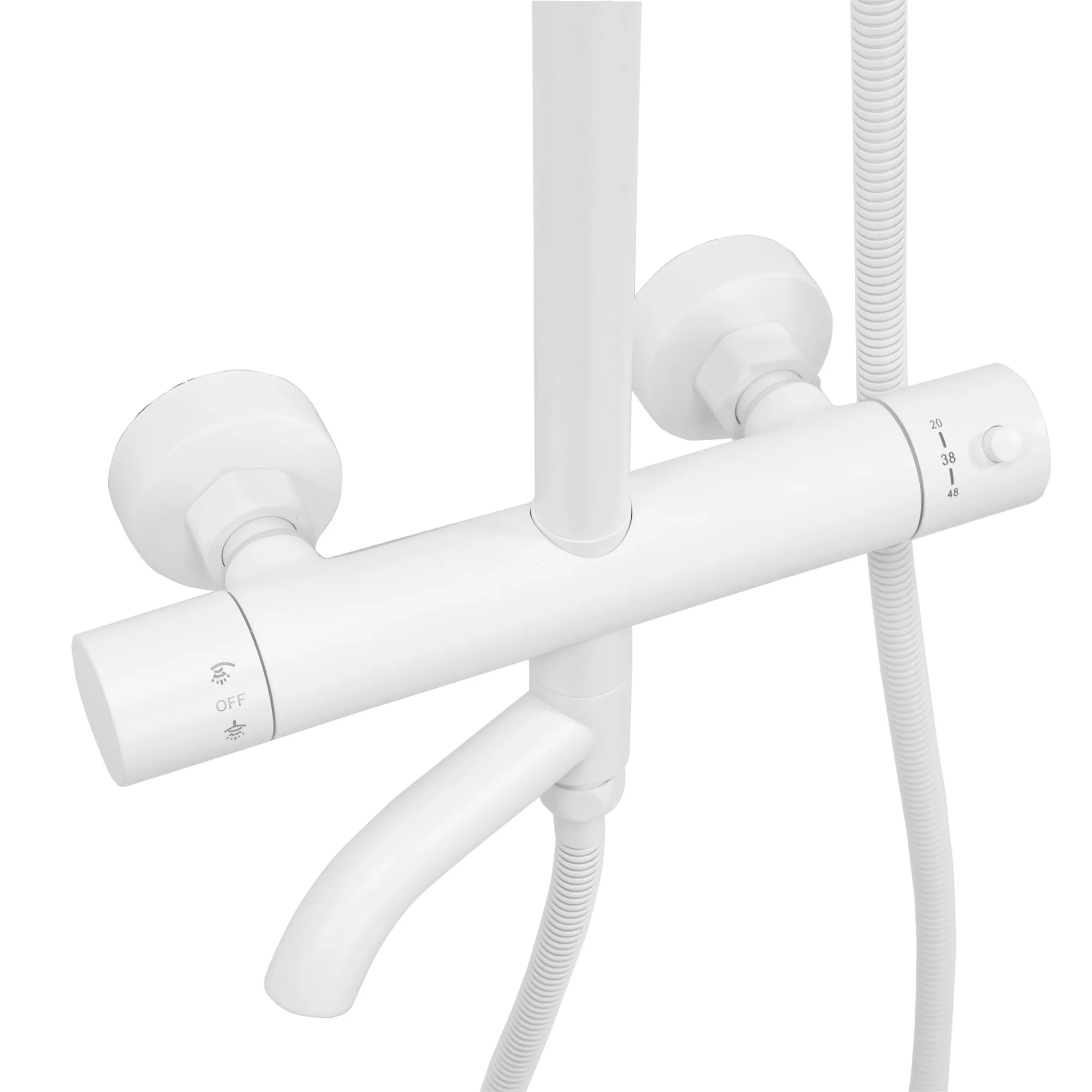 Set de duș cu termostat finisaj alb mat înălțime 117 cm material alamă/ABS model Lungo White Matt [5]