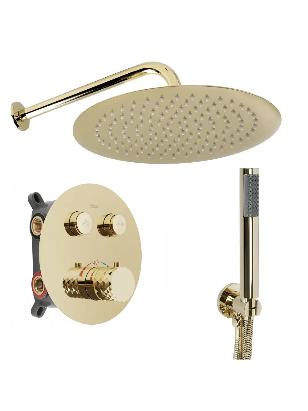 Set de duș cu termostat finisaj auriu lucios model Lungo Diamond Gold [1]