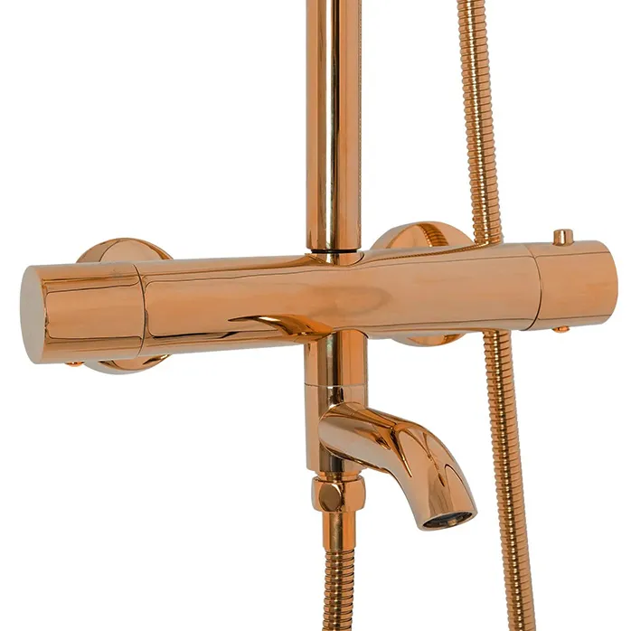 Set de duș cu termostat finisaj roz auriu înălțime 117 cm model Lungo Pink Gold [5]