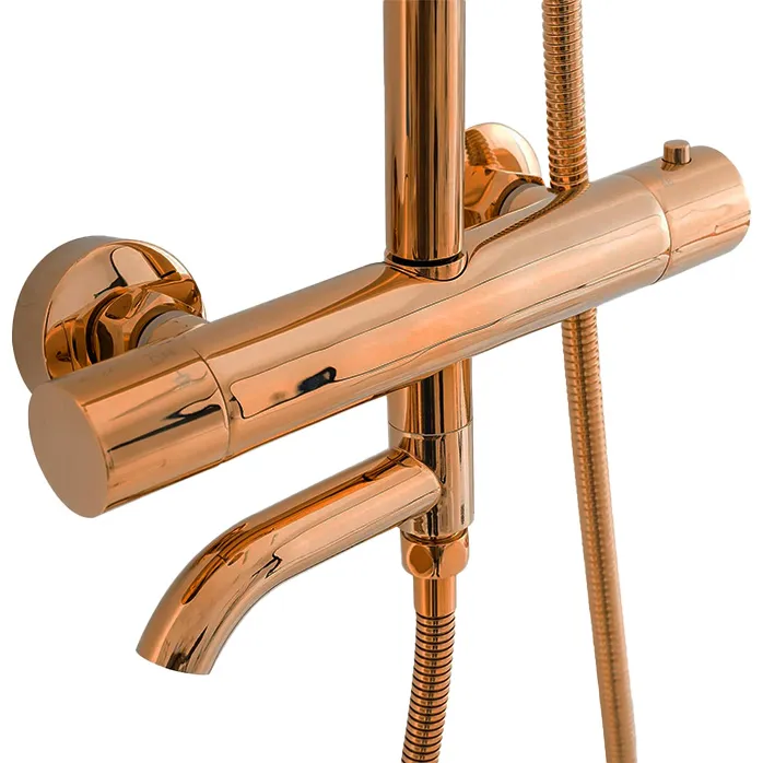 Set de duș cu termostat finisaj roz auriu înălțime 117 cm model Lungo Pink Gold [6]