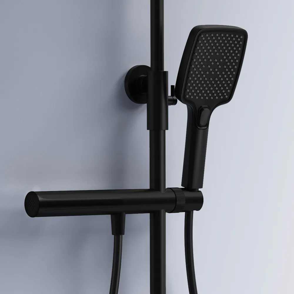 Set de duș cu termostat finisaj negru mat înălțime 102 cm model Pedro Black [6]
