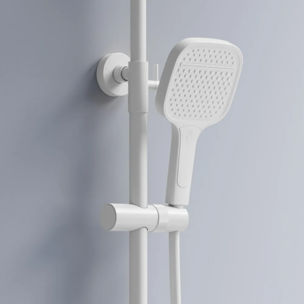 Set de duș finisaj alb înălțime 100 cm material alamă/ABS model Bari White [6]