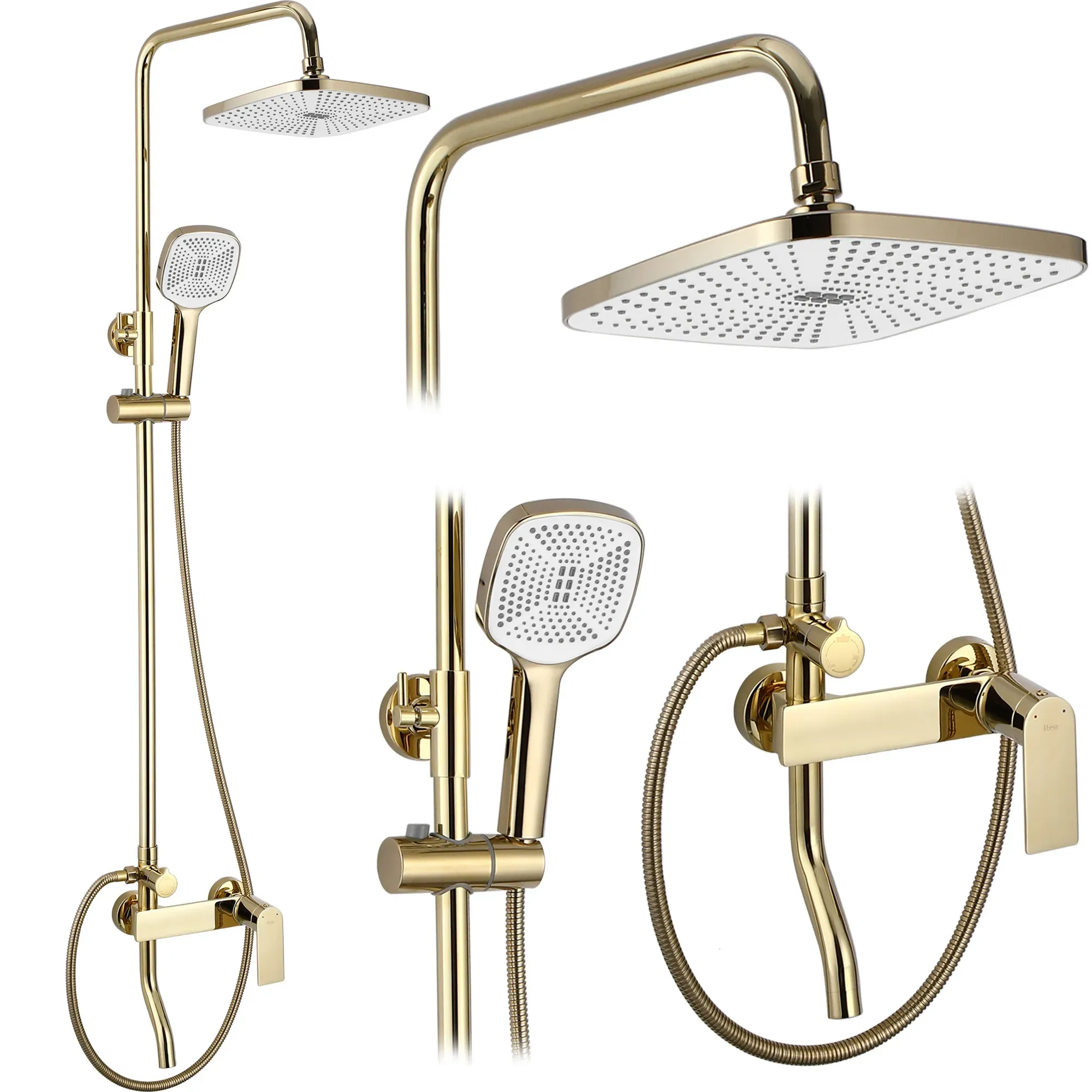 Set de duș culoare auriu înălțime 144 cm material alamă/ABS model Storm Gold [2]