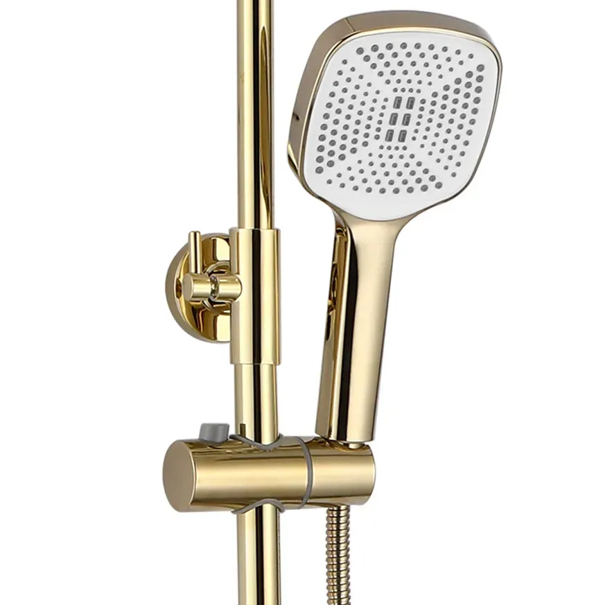 Set de duș culoare auriu înălțime 144 cm material alamă/ABS model Storm Gold [3]