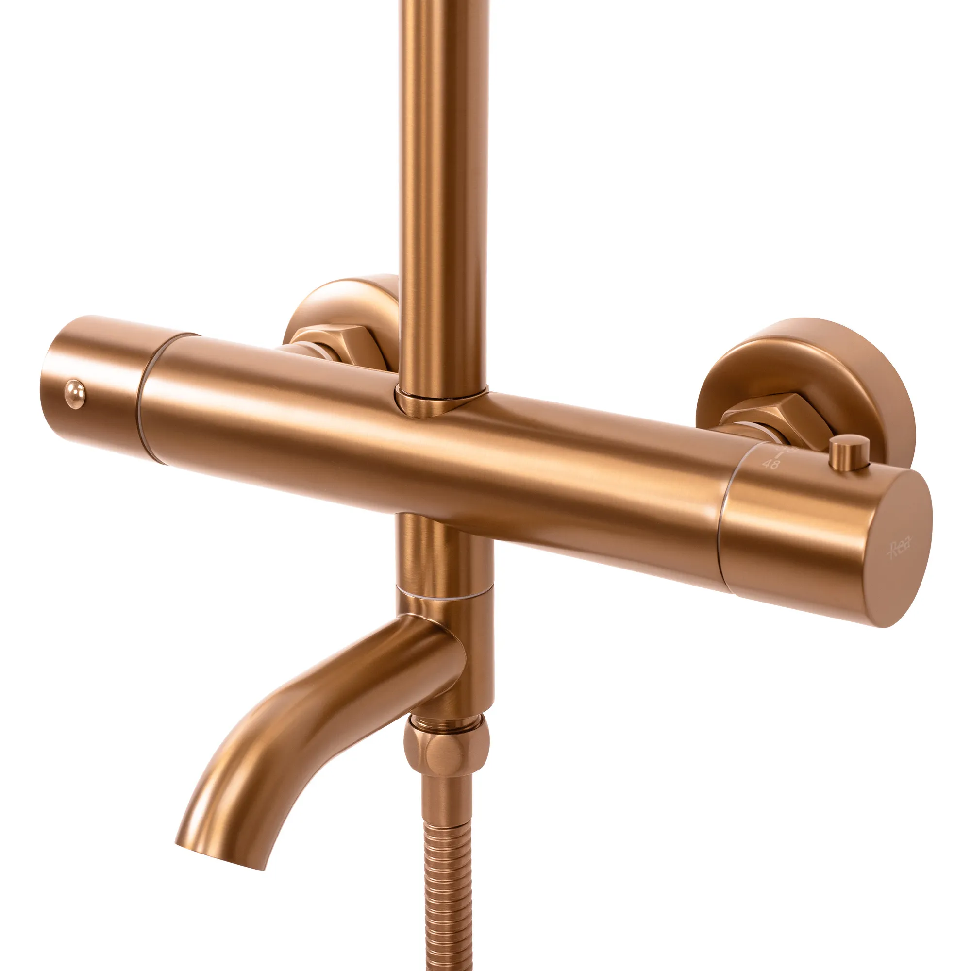 Set de duș cu termostat finisaj cupru periat înălțime 117 cm model Lungo Copper Brushed [6]