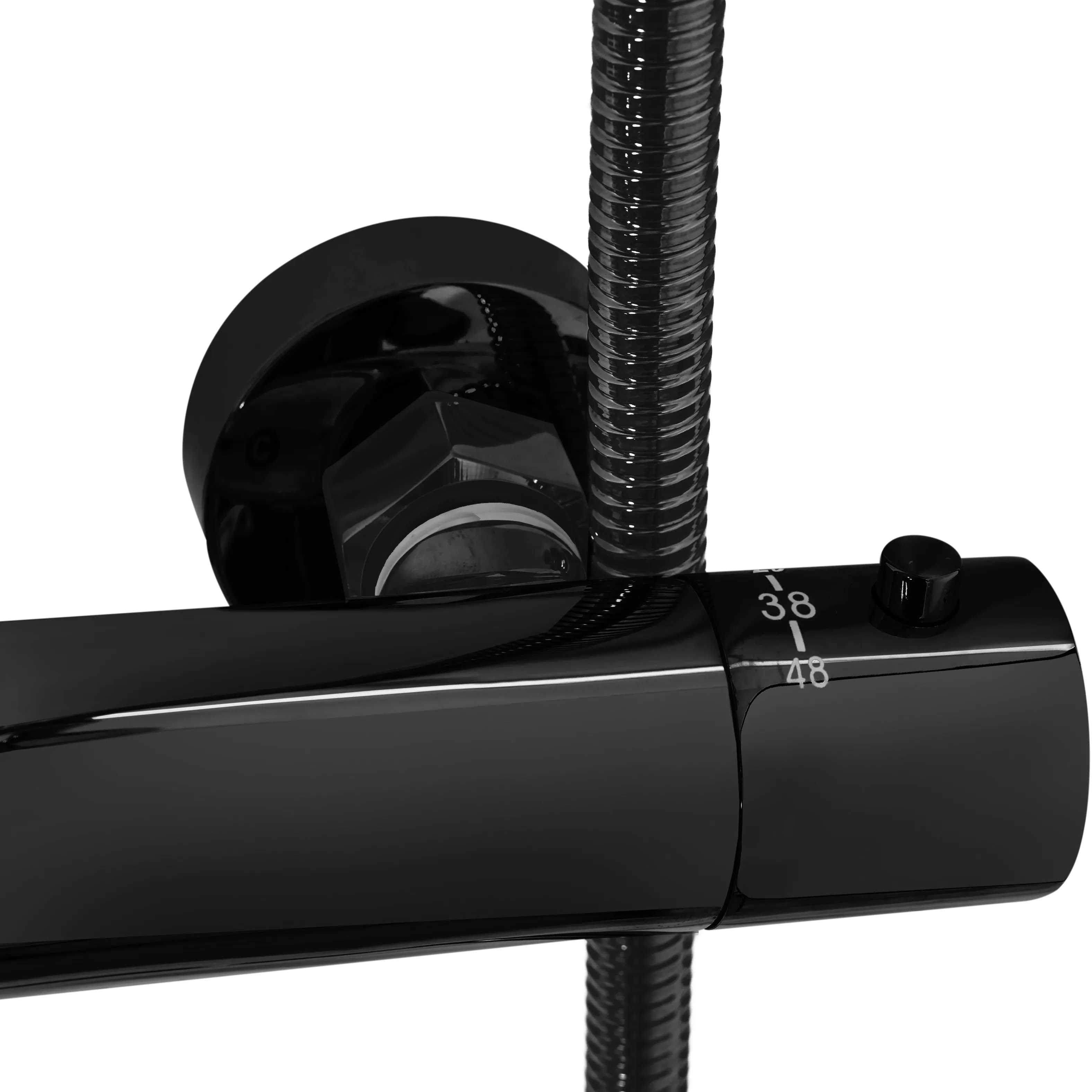 Set de duș cu termostat culoare negru metalic înălțime 117 cm material alamă/ABS model Lungo Black Metalic [5]