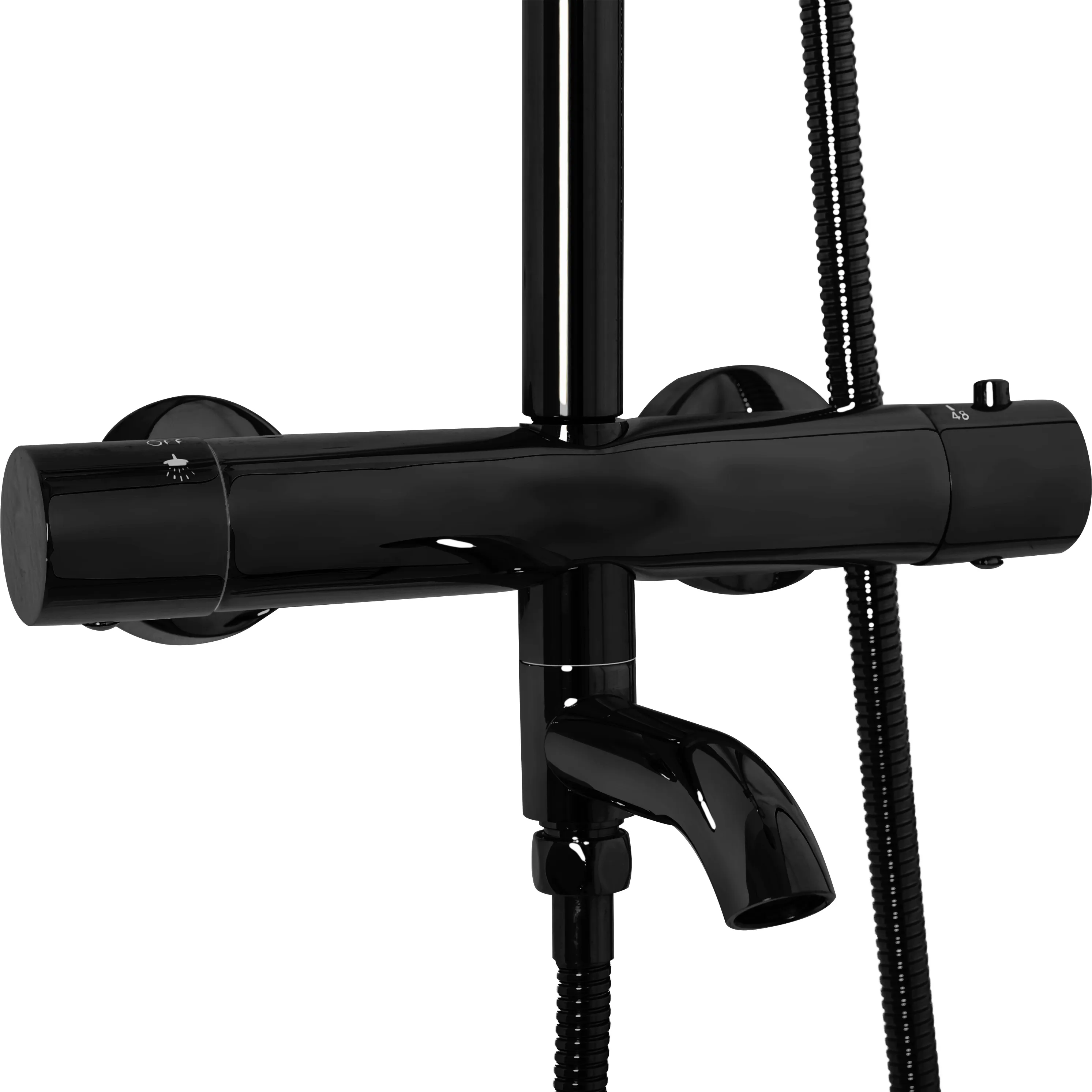 Set de duș cu termostat culoare negru metalic înălțime 117 cm material alamă/ABS model Lungo Black Metalic [4]