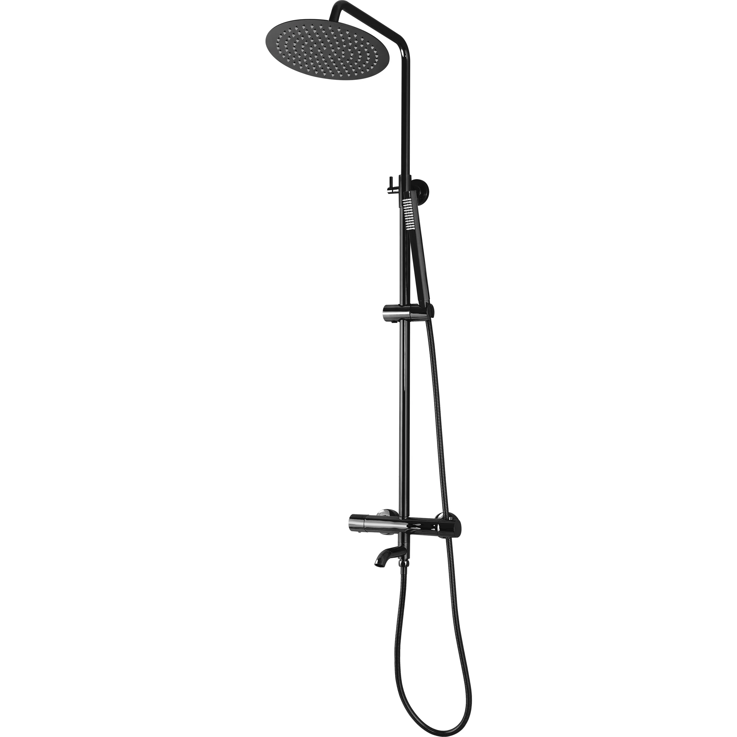 Set de duș cu termostat culoare negru metalic înălțime 117 cm material alamă/ABS model Lungo Black Metalic [2]