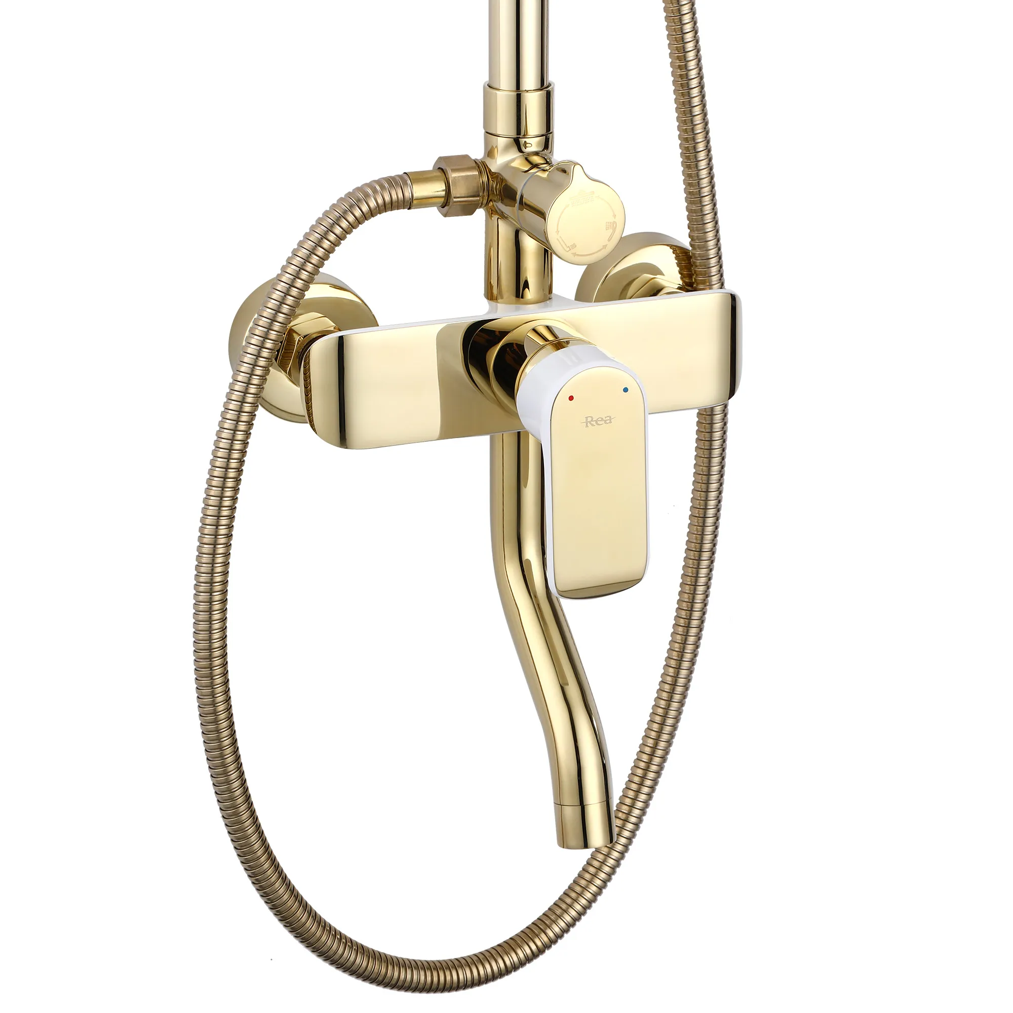 Set de duș culoare auriu și alb înălțime 144 cm material alamă/ABS model Bloom White Gold [4]