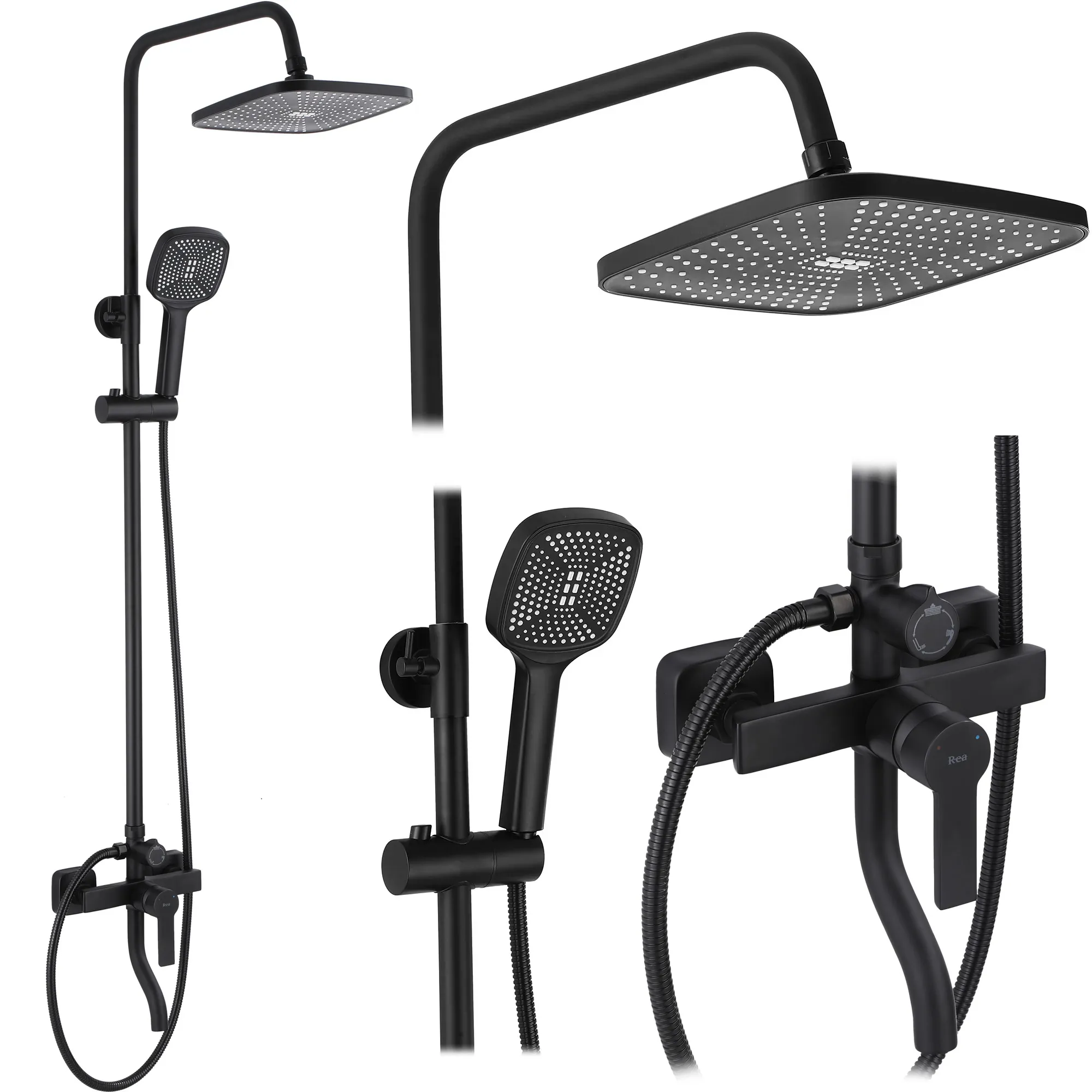 Set de duș culoare negru mat înălțime 144 cm material alamă/ABS model Argus Black Mat [2]