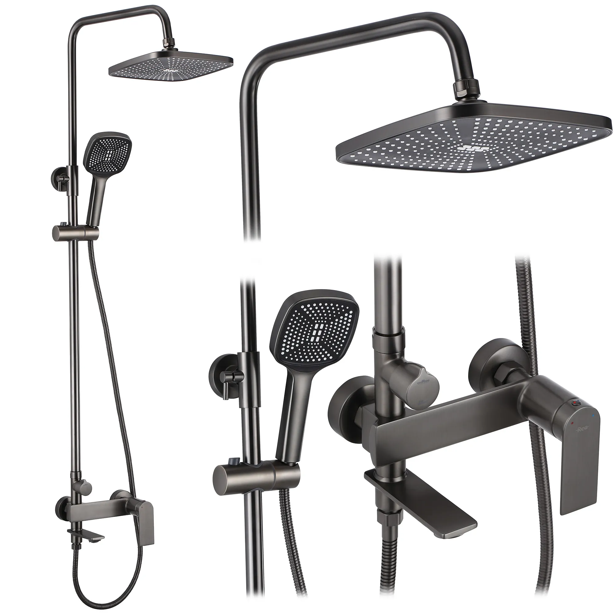 Set de duș culoare titanium înălțime 136 cm material alamă/ABS model Storm Titanium [2]