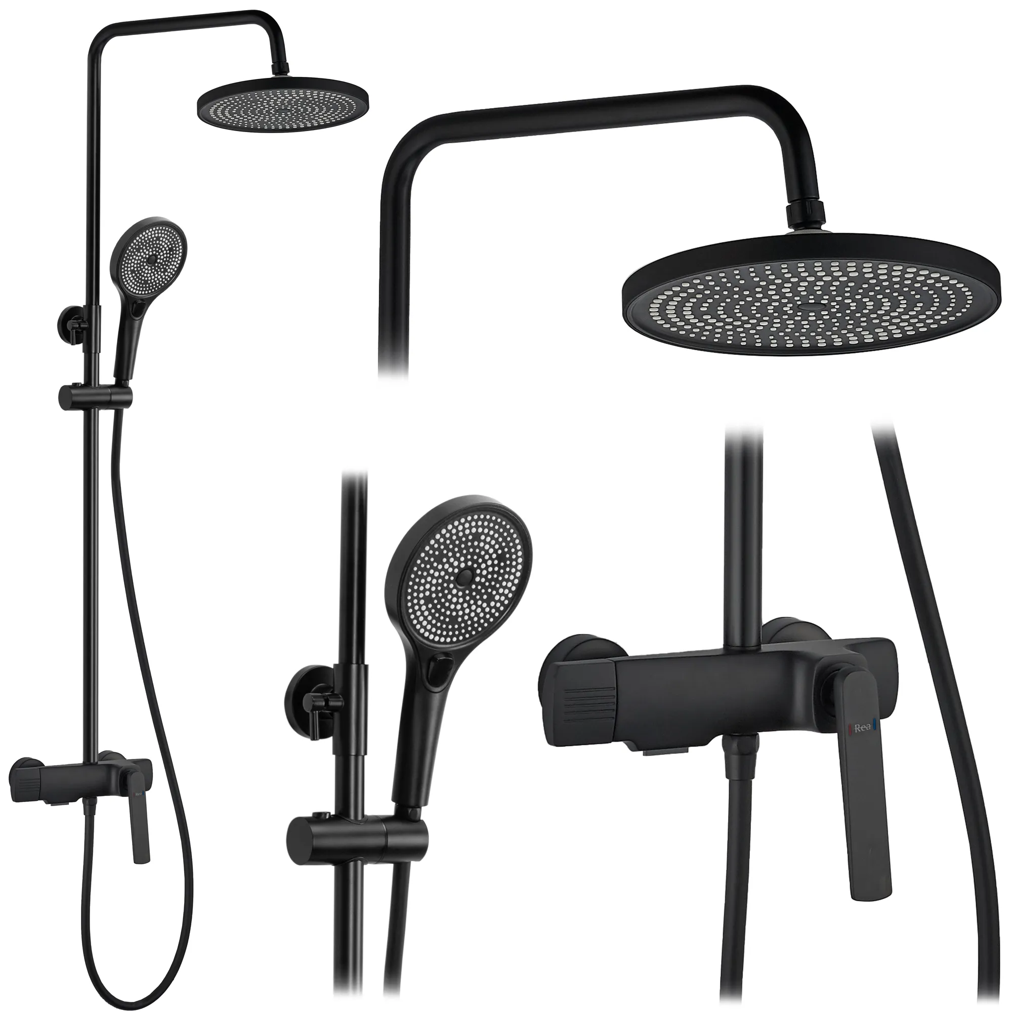 Set de duș culoare negru mat înălțime 119 cm material alamă/ABS model Rebel Black Mat [2]
