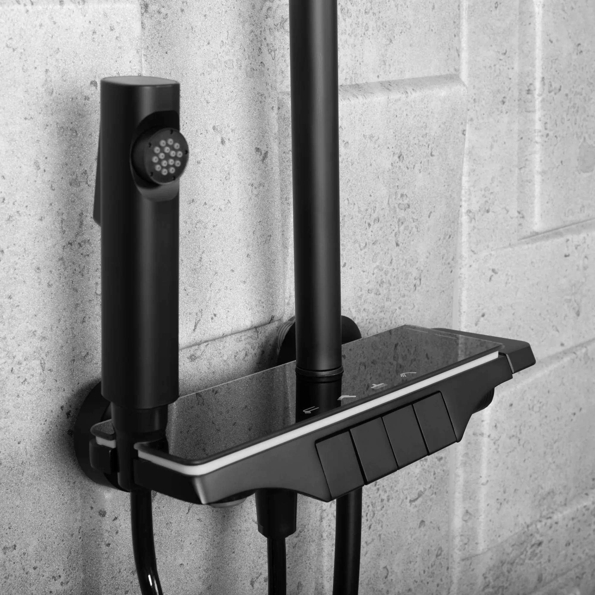Set de duș culoare negru mat înălțime 120 cm material alamă/ABS model Savio Led Black [6]