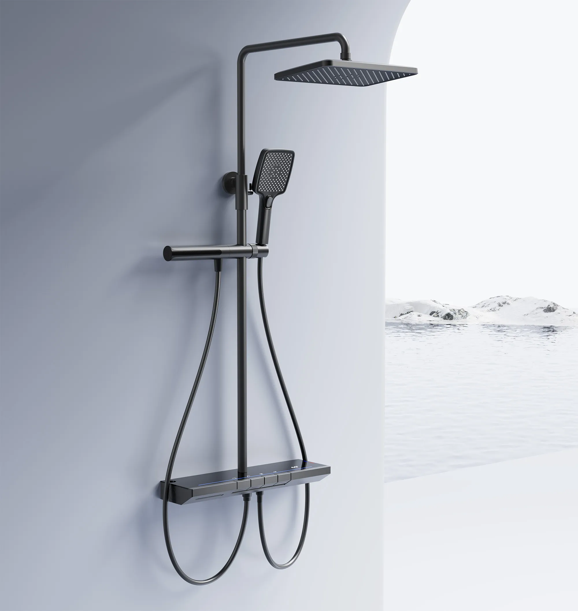 Set de duș cu termostat finisaj titanium înălțime 102 cm model Pedro Titanium [2]