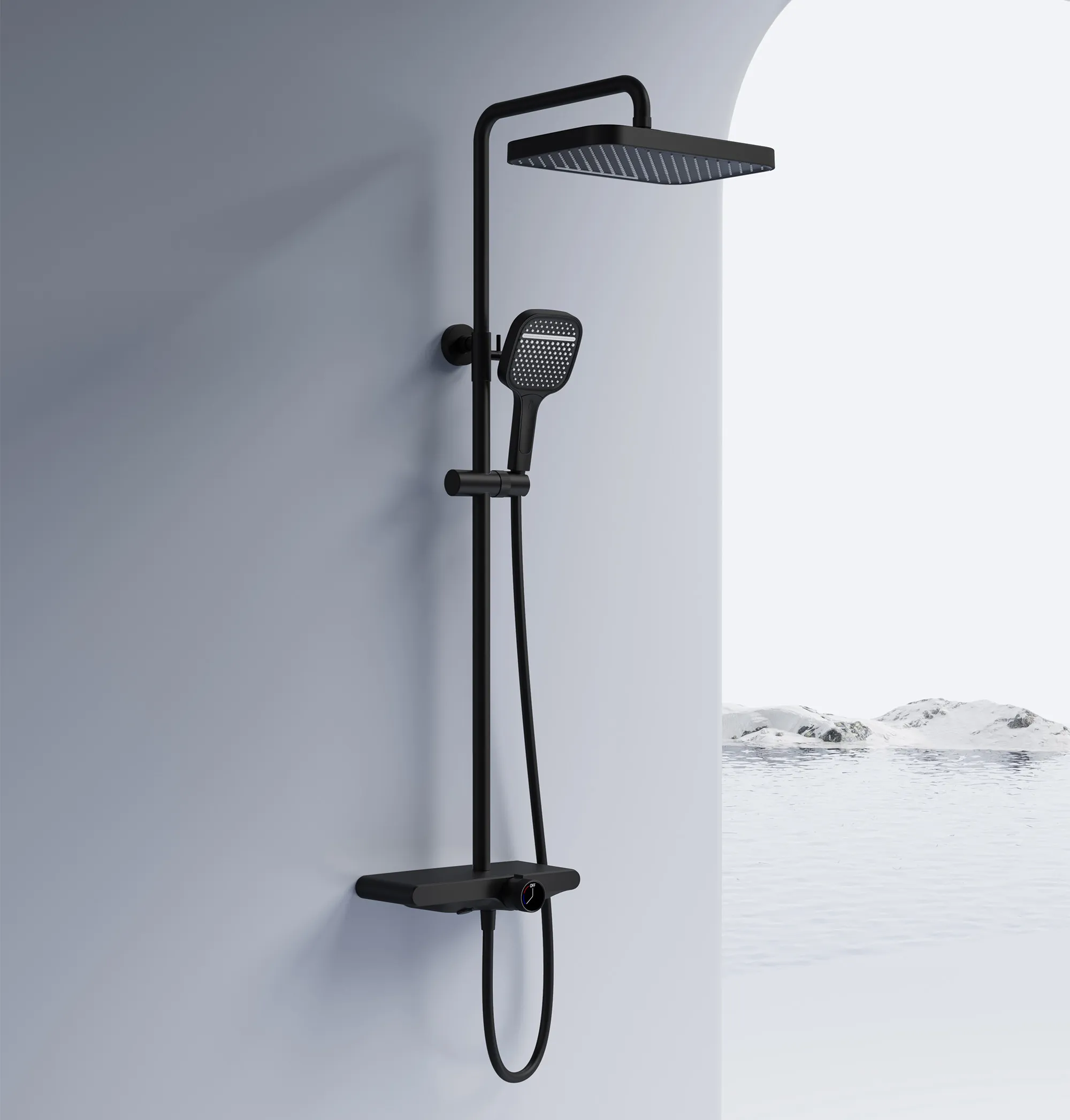 Set de duș finisaj negru mat înălțime 100 cm model Bari Black [3]