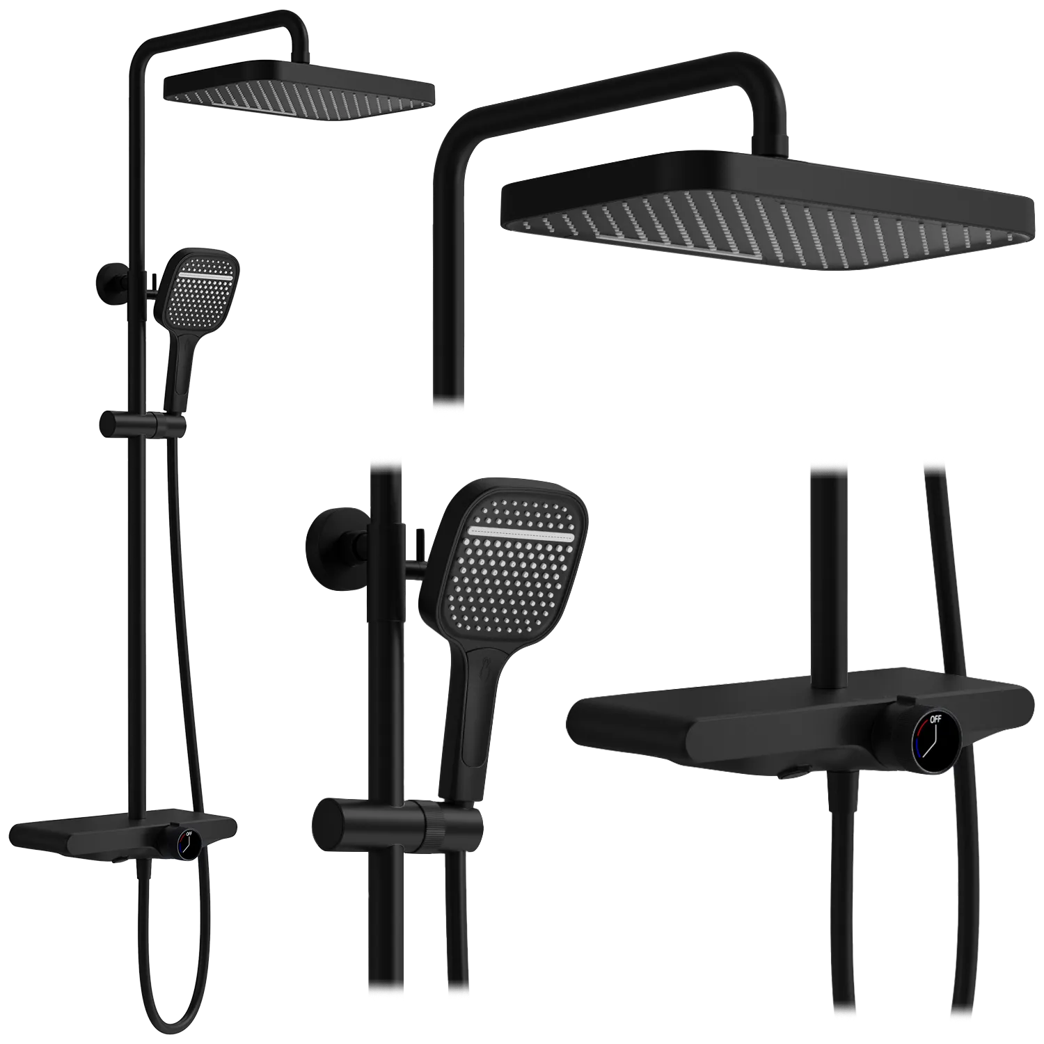 Set de duș finisaj negru mat înălțime 100 cm model Bari Black [2]