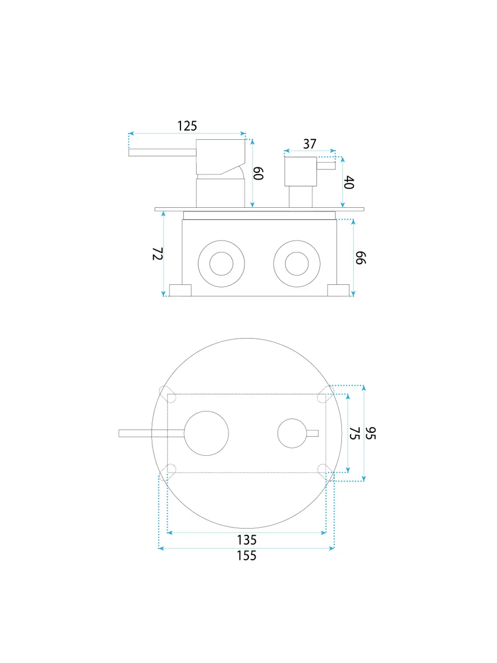 Set de duș încastrat finisaj cupru lucios model Lungo Diamond Copper [7]