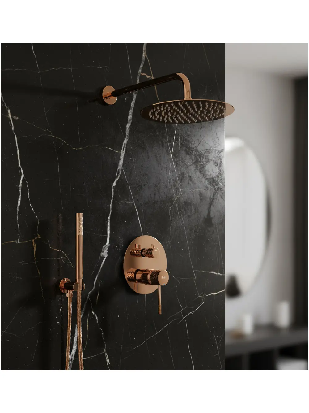 Set de duș încastrat finisaj cupru lucios model Lungo Diamond Copper [2]