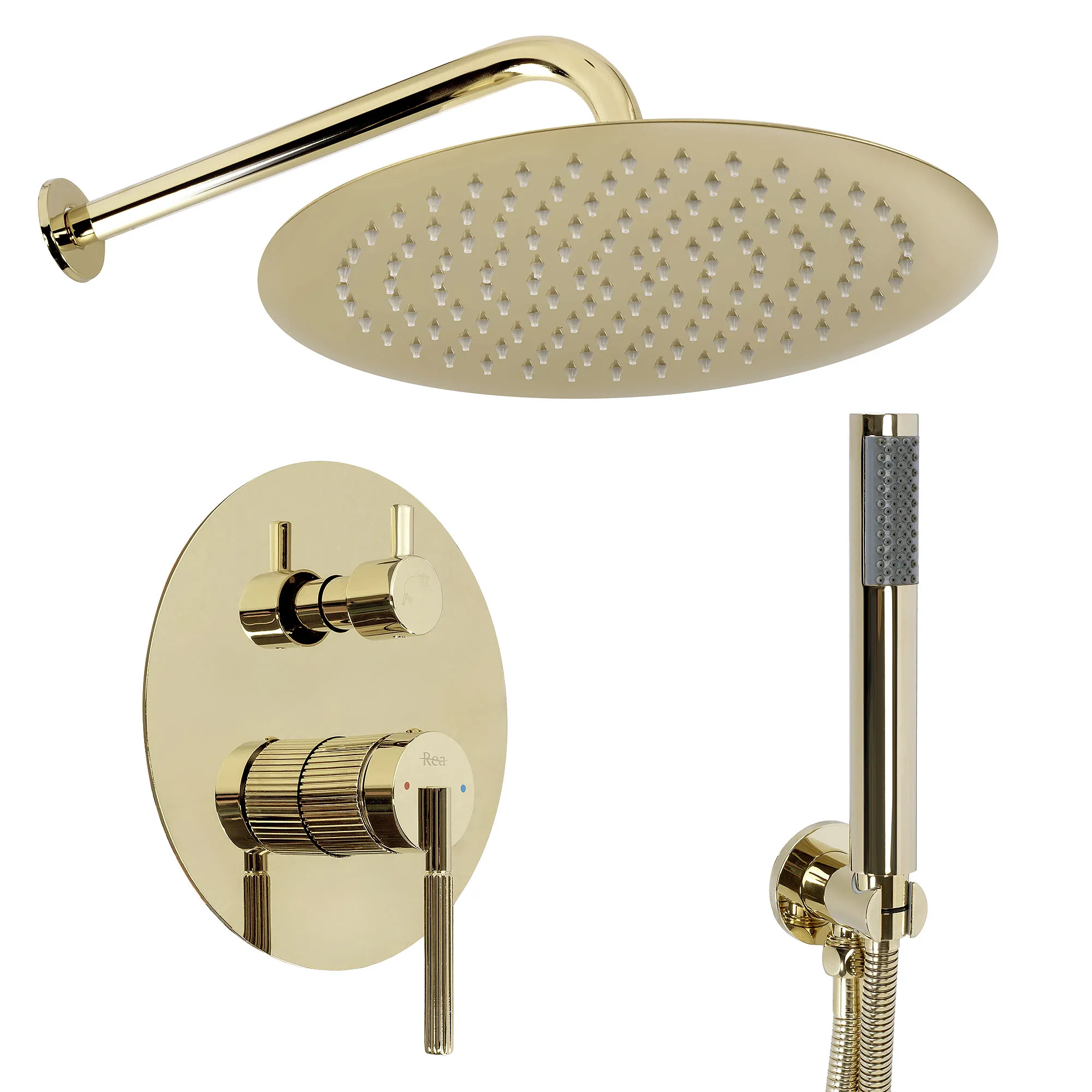 Set de duș încastrat finisaj auriu lucios înălțime 15 cm model Argon Gold [1]