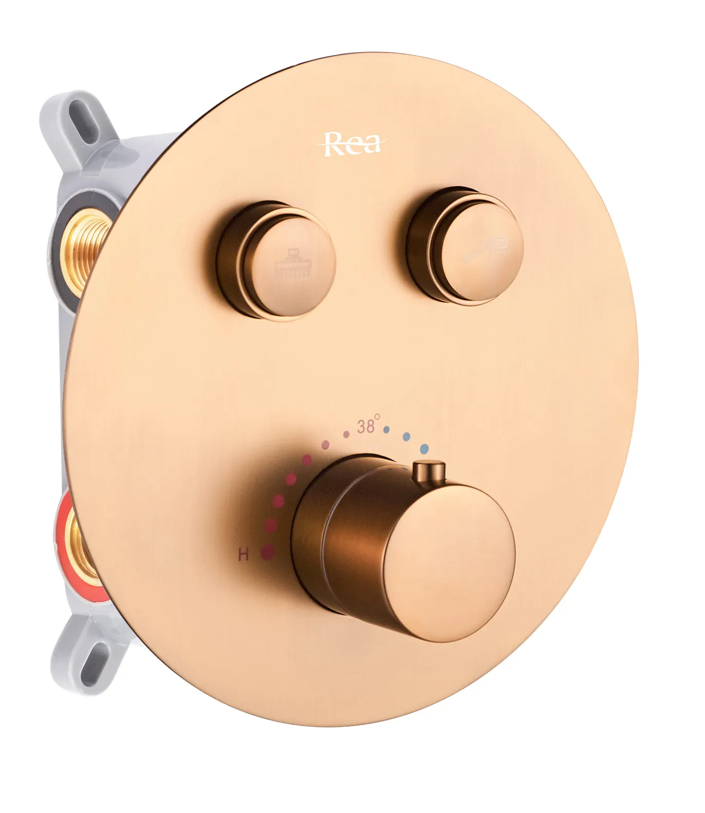 Set de duș cu termostat finisaj cupru periat înălțime 17 cm material alamă model Lungo Copper Brushed [2]